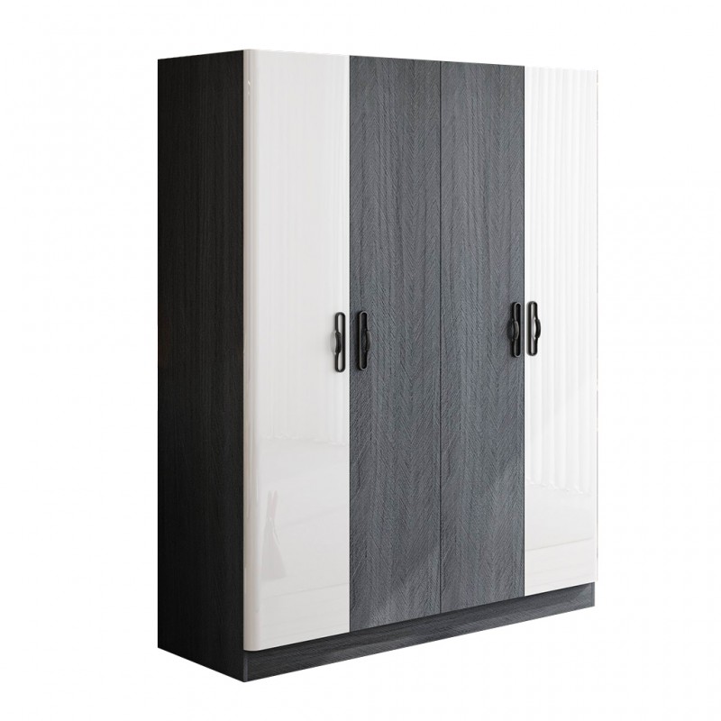 Hugo Wardrobe 4 Doors Dark Grey