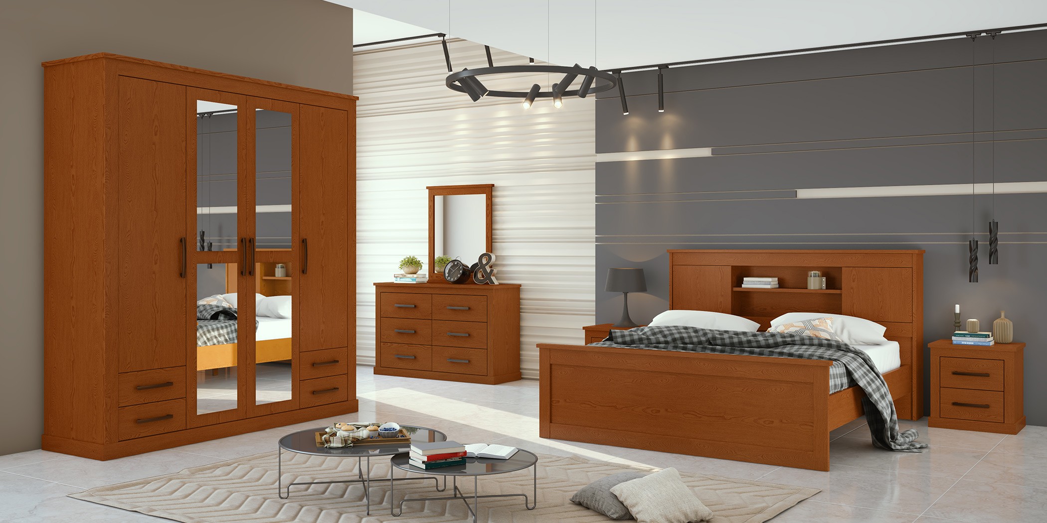 Rustic Bedroom Set 180x200 cm Frassino Color