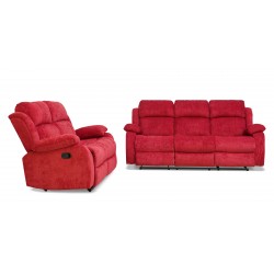 Sabella Recliner Sofa 3+2 Cranberry Col Fabric