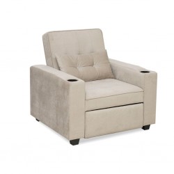 Pullout Chair W/2 Cupholder in Beige Col Fabric