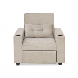 Pullout Chair W/2 Cupholder in Beige Col Fabric