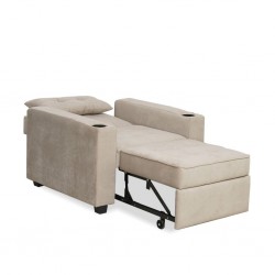 Pullout Chair W/2 Cupholder in Beige Col Fabric