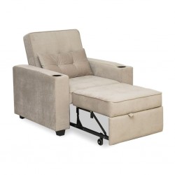 Pullout Chair W/2 Cupholder in Beige Col Fabric