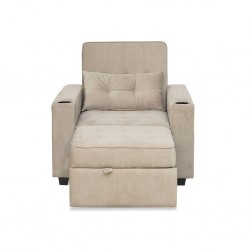 Pullout Chair W/2 Cupholder in Beige Col Fabric