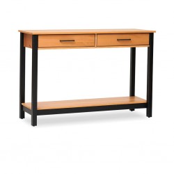 Madri Console 2 Drawers Roble/Black/Solid Wood