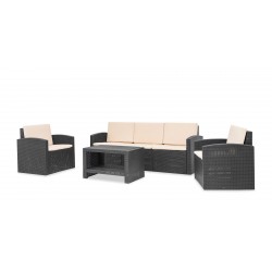 Sofia Sofa Set 3+1+1 With Coffee Table  Black & Beige