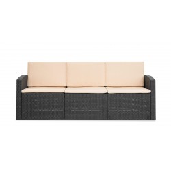 Sofia Sofa Set 3+1+1 With Coffee Table  Black & Beige