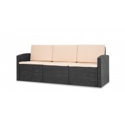 Sofia Sofa Set 3+1+1 With Coffee Table  Black & Beige