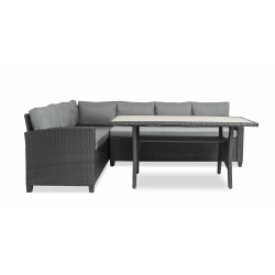 Fontana Corner With Table Black Rattan Dark