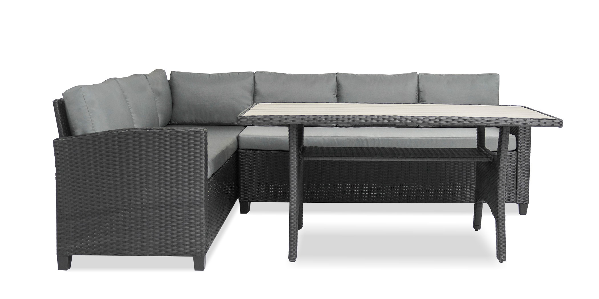 Fontana Corner With Table Black Rattan Dark