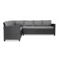 Fontana Corner With Table Black Rattan Dark