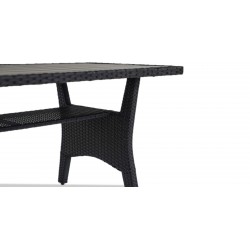 Fontana Corner With Table Black Rattan Dark