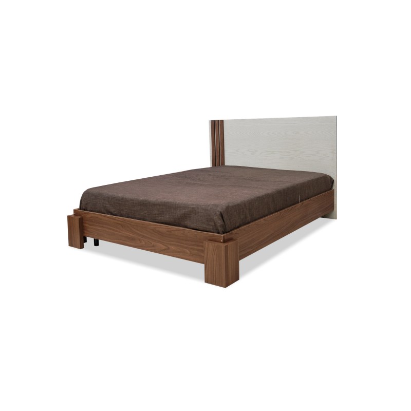 Camellia Bed 140x190 cm Walnut & Off White