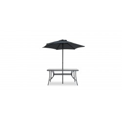 Doha Table & 6 Chairs With Umbrella Grey