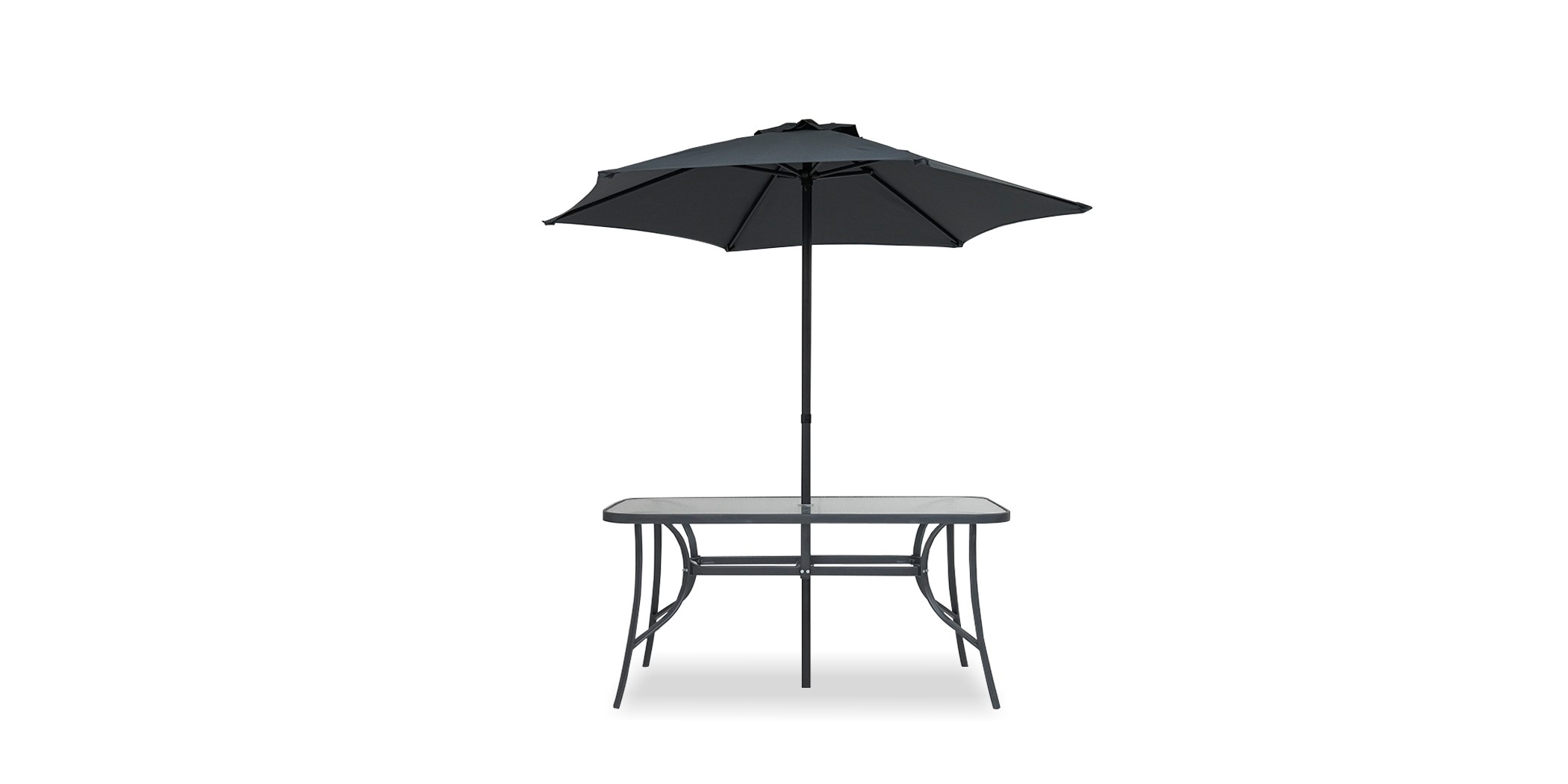 Doha Table & 6 Chairs With Umbrella Grey