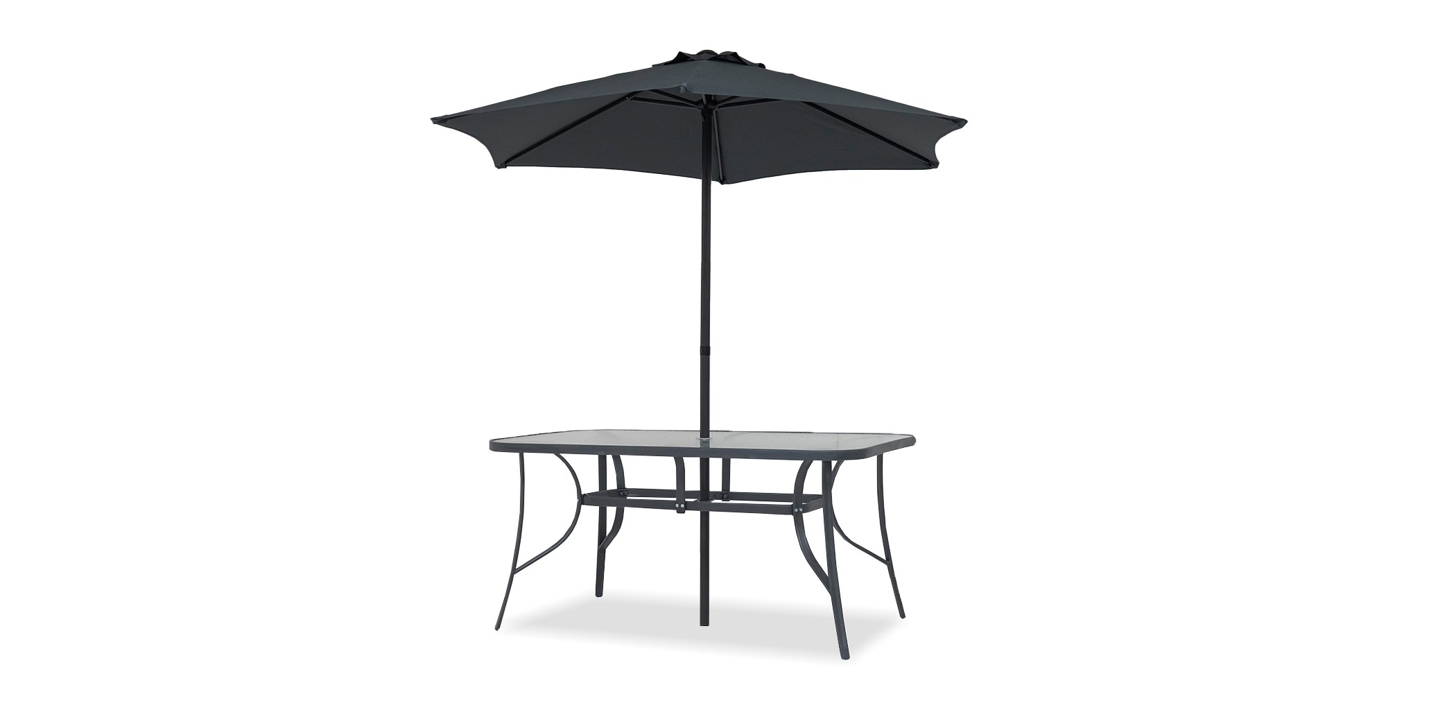 Doha Table & 6 Chairs With Umbrella Grey