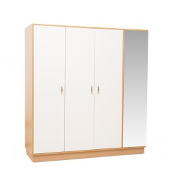 Capella Wardrobe 3 Doors With Shoe Rack & Side Door White & Oak