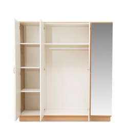 Capella Wardrobe 3 Doors With Shoe Rack & Side Door White & Oak