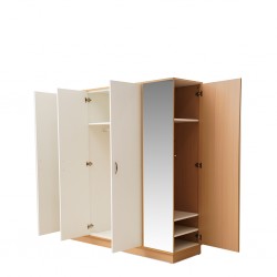 Capella Wardrobe 3 Doors With Shoe Rack & Side Door White & Oak