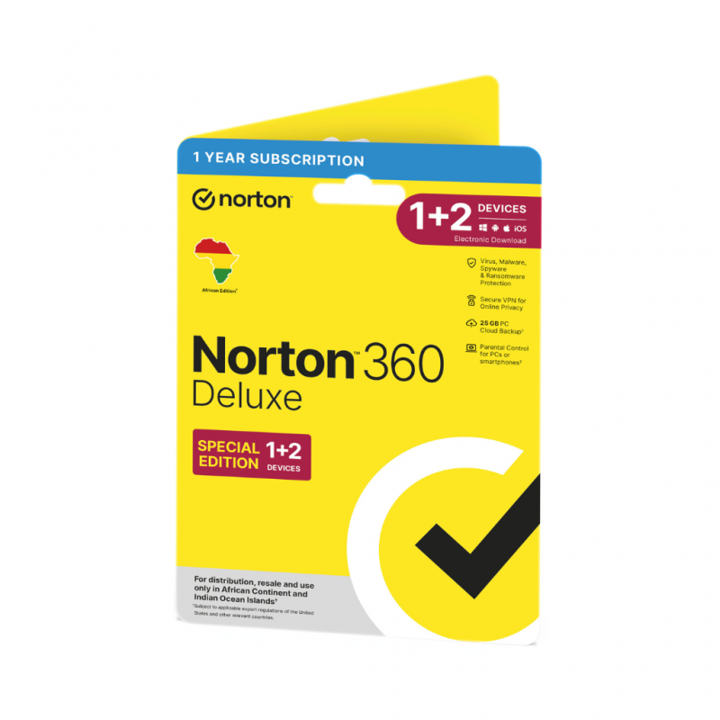 Norton 360 Deluxe 1+2 Device 25GB 1 year