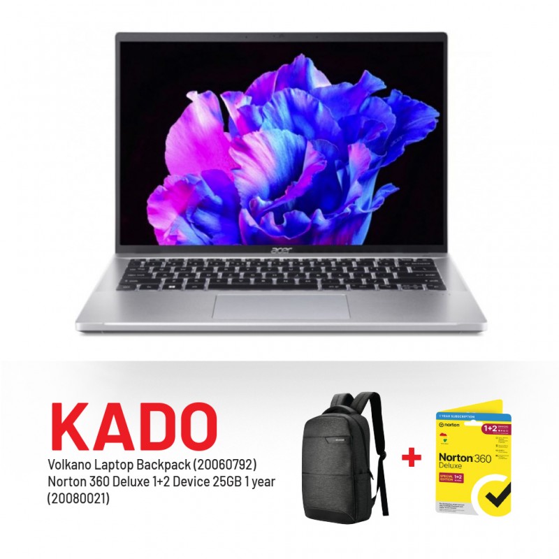 Acer Swift 14'' Intel Core i5-1335U & Free Volkano Laptop Backpack VK-7137 + Norton 360 Deluxe 1+2 Device 25GB 1 year