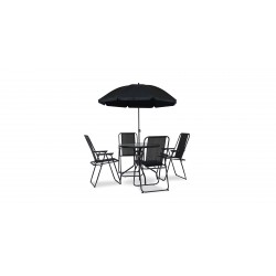 Orson Table & 4 Chairs With Umbrella Black