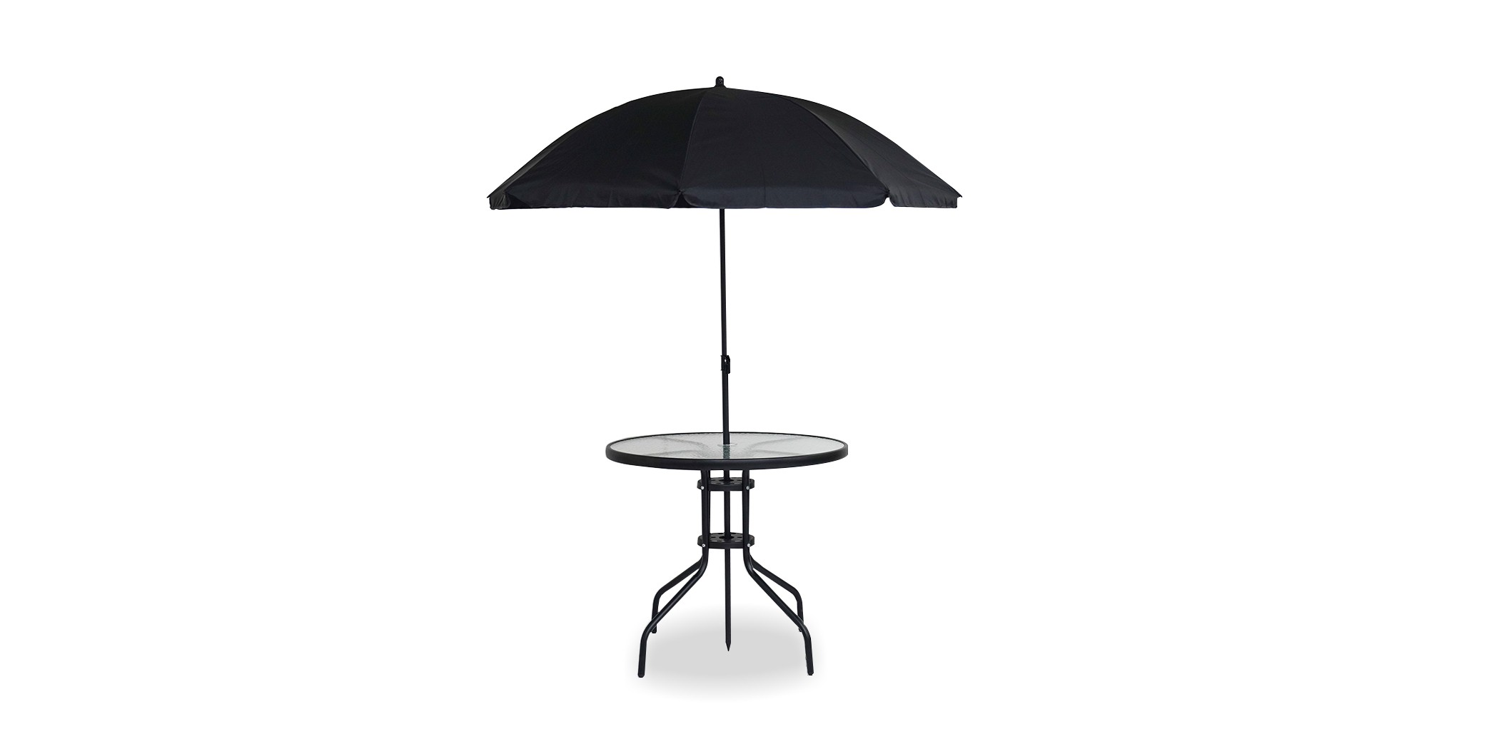 Orson Table & 4 Chairs With Umbrella Black