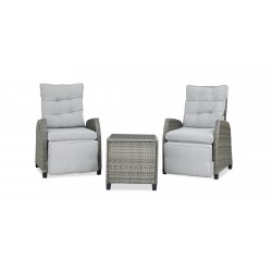 Cole Reclining Set of 2 Chairs + Side Table Grey