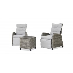 Cole Reclining Set of 2 Chairs + Side Table Grey