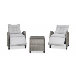 Cole Reclining Set of 2 Chairs + Side Table Grey