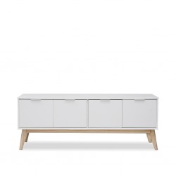 Campus High TV Stand With 4 Doors White Matte/Mixe