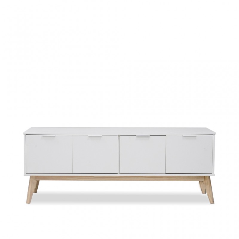 Campus High TV Stand With 4 Doors White Matte/Mixe