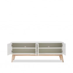 Campus High TV Stand With 4 Doors White Matte/Mixe