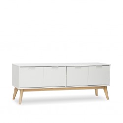 Campus High TV Stand With 4 Doors White Matte/Mixe