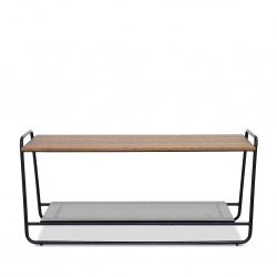 Newton Coffee Table Metal & Grey glass Shelf