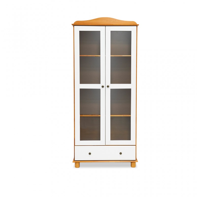 Rubi Showcase 2 Doors & 1 Drawer Teak/Off White