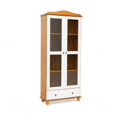 Rubi Showcase 2 Doors & 1 Drawer Teak/Off White