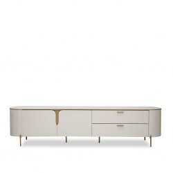 Celine Low TV Cabinet With 2 Doors & Drawers Off White