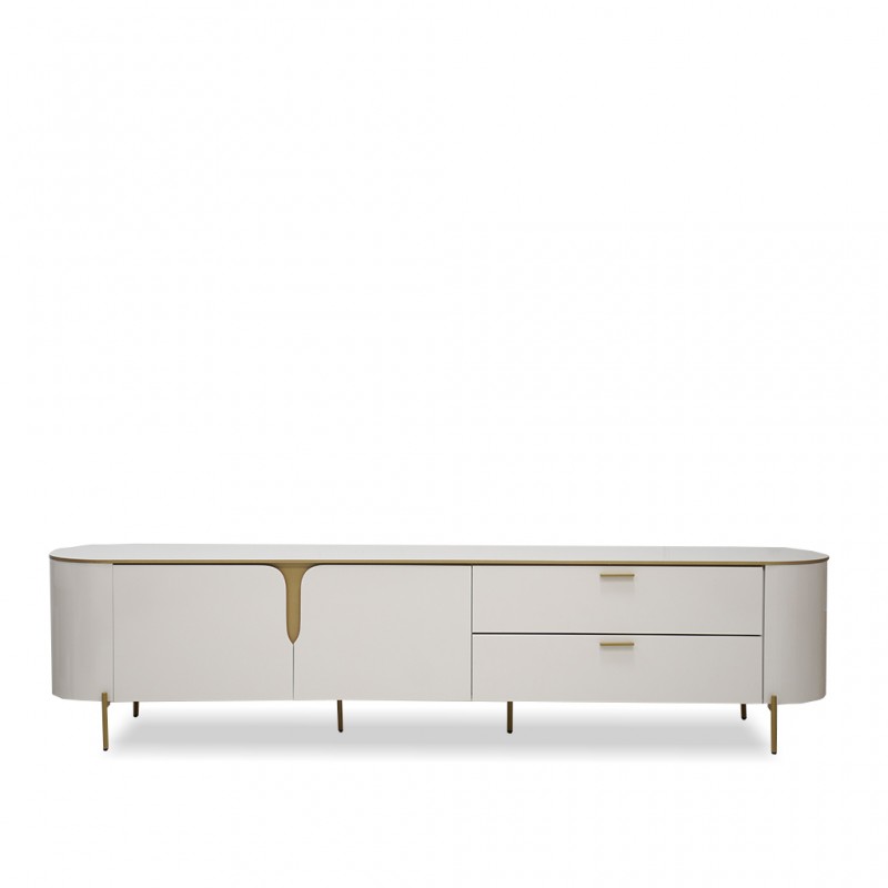 Celine Low TV Cabinet With 2 Doors & Drawers Off White