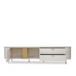 Celine Low TV Cabinet With 2 Doors & Drawers Off White