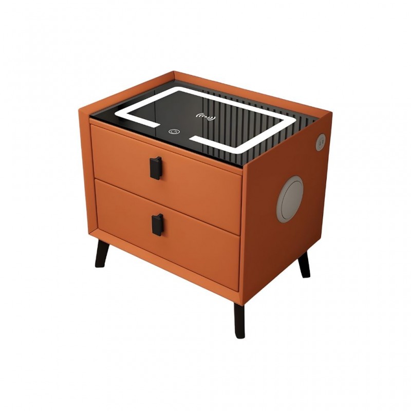 Baldo Bedside Cabinet Orange With Charger