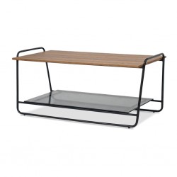 Newton Coffee Table Metal & Grey glass Shelf