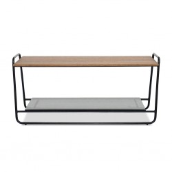 Newton Coffee Table Metal & Grey glass Shelf