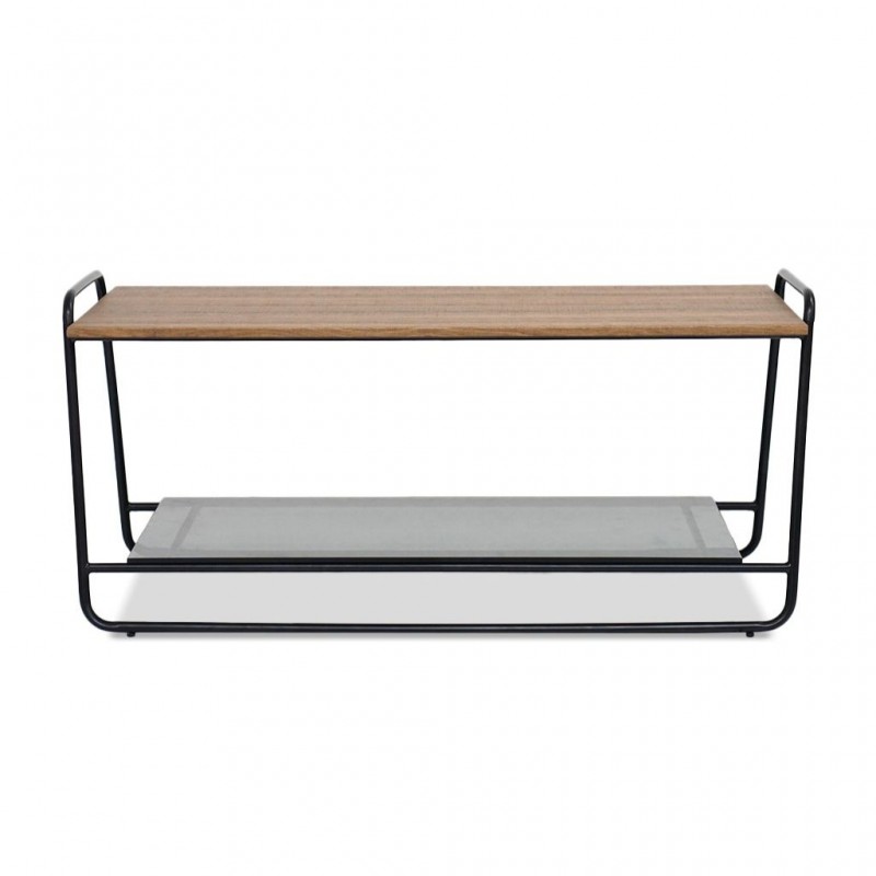 Newton Coffee Table Metal & Grey glass Shelf