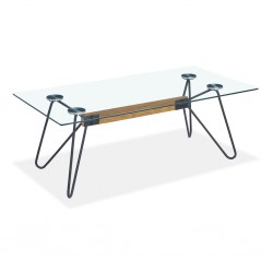 Basel Coffee Table 8mm Clear Tempered Glass & Black Powder Coated Metal Leg