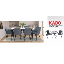 Premium Table and 6 Chairs & Free Bistro Table & 2 Chairs Black Steel