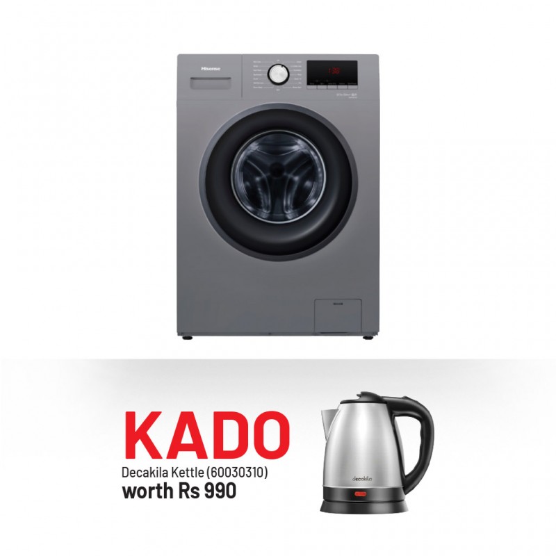 Hisense WFPV9012MT/WFQP9012VMT Washing Machine & Free Decakila KEKT031M Stainless Steel Kettle