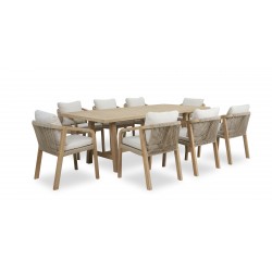 Ravona Table and 6 chairs Acacia Natural Finish