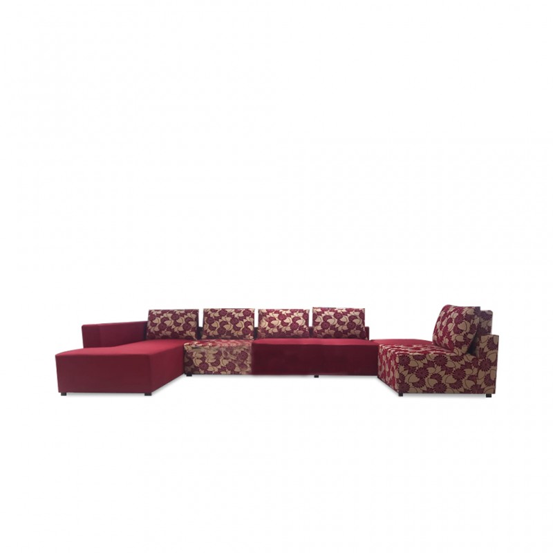 Tola LHF Chaise+2S Armless & Ottoman Red