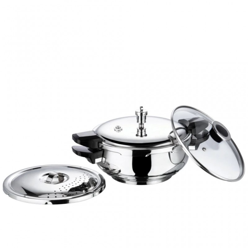 Vinod SMGPC35 3.5L S/S Outer Lid Magic Cooker With 2 Extra Lids Induction